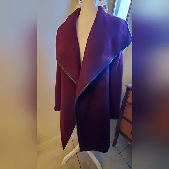 DKNY Women's Deep Burgundy Trench Coat - Picture 8 of 10